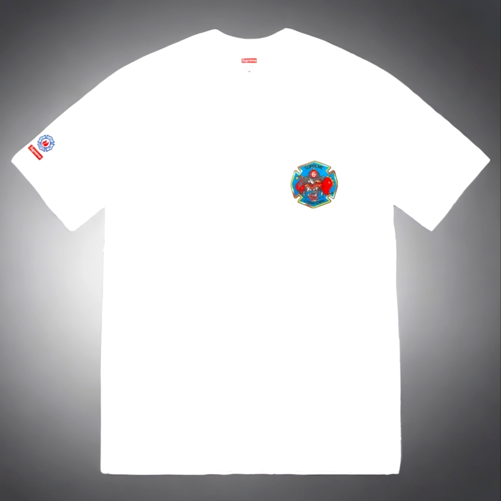 SUPREME FDNY Engine 9 Chinatown 2-Sided White Mens Medium Tee Shirt
